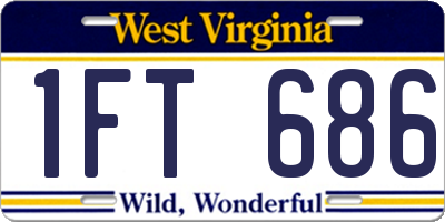 WV license plate 1FT686