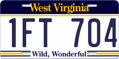 WV license plate 1FT704