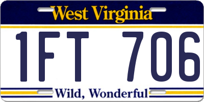 WV license plate 1FT706