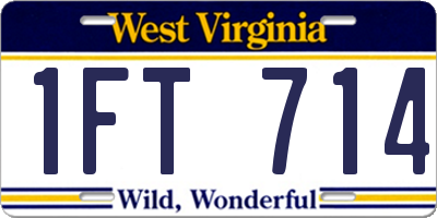 WV license plate 1FT714