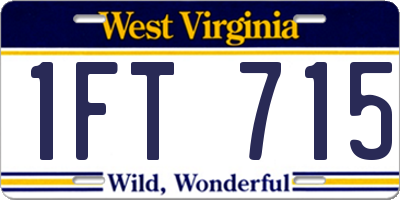 WV license plate 1FT715