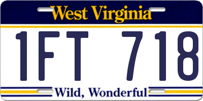WV license plate 1FT718