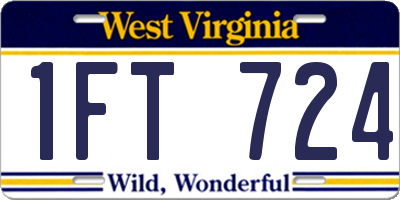 WV license plate 1FT724
