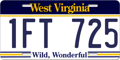 WV license plate 1FT725
