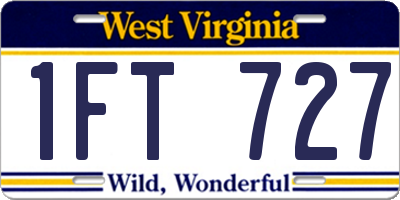 WV license plate 1FT727