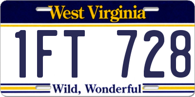 WV license plate 1FT728