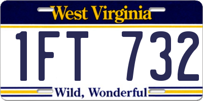 WV license plate 1FT732