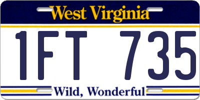 WV license plate 1FT735
