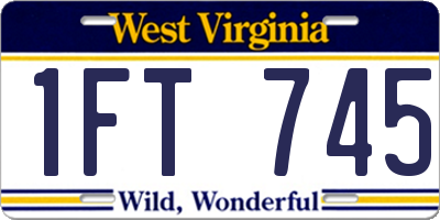 WV license plate 1FT745