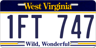 WV license plate 1FT747