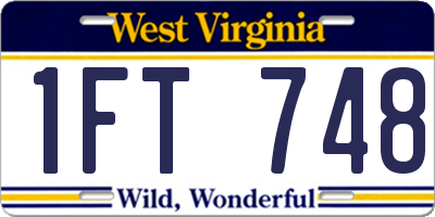 WV license plate 1FT748