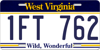 WV license plate 1FT762