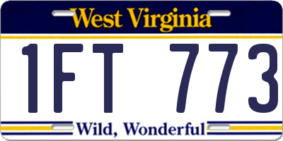 WV license plate 1FT773