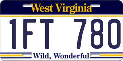 WV license plate 1FT780