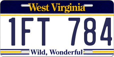 WV license plate 1FT784
