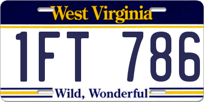 WV license plate 1FT786