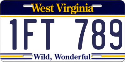 WV license plate 1FT789