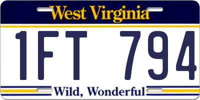 WV license plate 1FT794