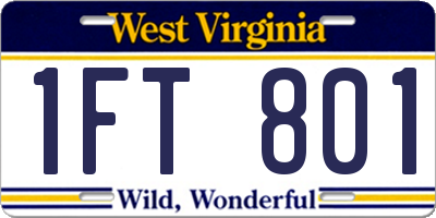 WV license plate 1FT801