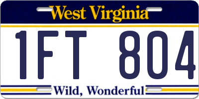 WV license plate 1FT804