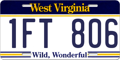 WV license plate 1FT806