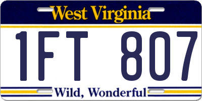 WV license plate 1FT807
