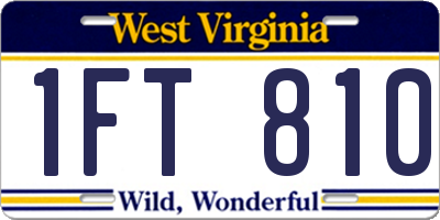 WV license plate 1FT810