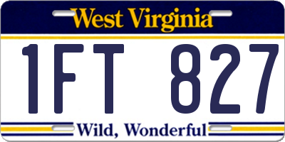 WV license plate 1FT827