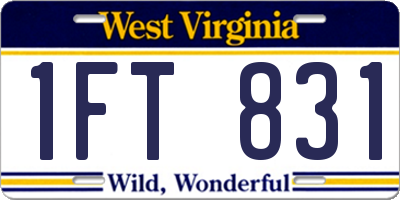 WV license plate 1FT831