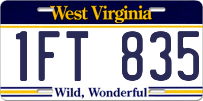 WV license plate 1FT835