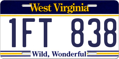 WV license plate 1FT838