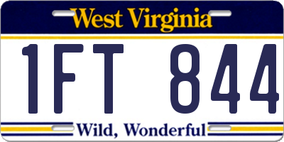 WV license plate 1FT844