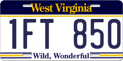 WV license plate 1FT850