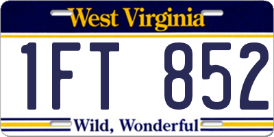 WV license plate 1FT852