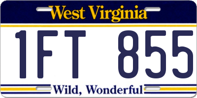 WV license plate 1FT855