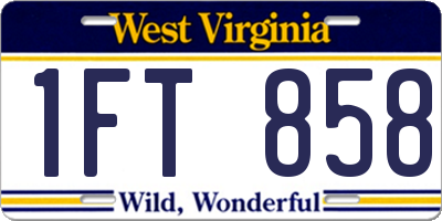 WV license plate 1FT858