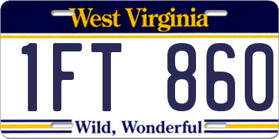 WV license plate 1FT860