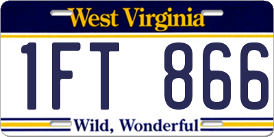 WV license plate 1FT866