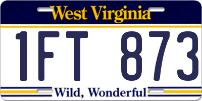 WV license plate 1FT873