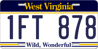 WV license plate 1FT878