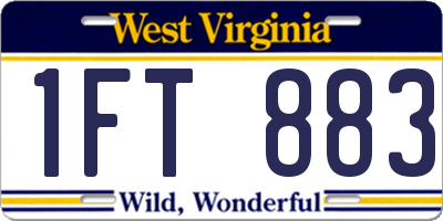 WV license plate 1FT883