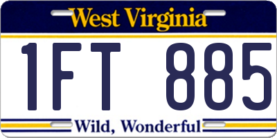 WV license plate 1FT885