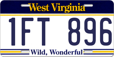 WV license plate 1FT896