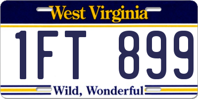WV license plate 1FT899