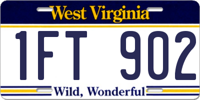 WV license plate 1FT902