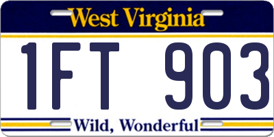 WV license plate 1FT903