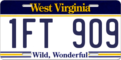 WV license plate 1FT909