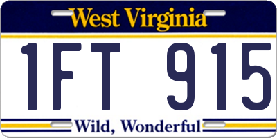 WV license plate 1FT915