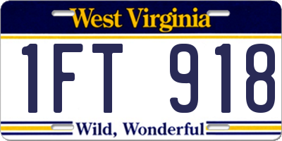 WV license plate 1FT918