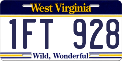 WV license plate 1FT928